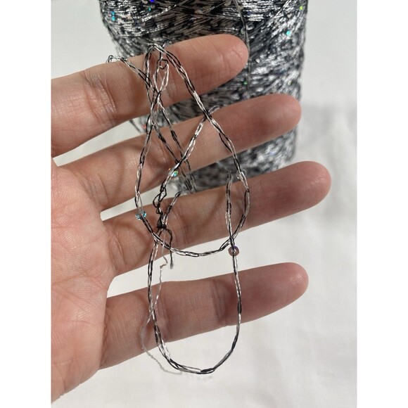 Fancy Cone Yarn White Black Rainbow Sequin Thread Clothes Needlework 480g #382 - Picture 5 of 5